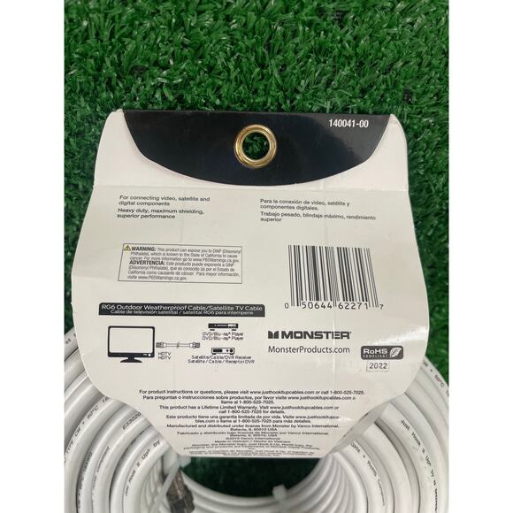 Monster Cable Video Coaxial Cable Digital 75 Ohm 100 ' Carded 2 Pack - Picture 3 of 3
